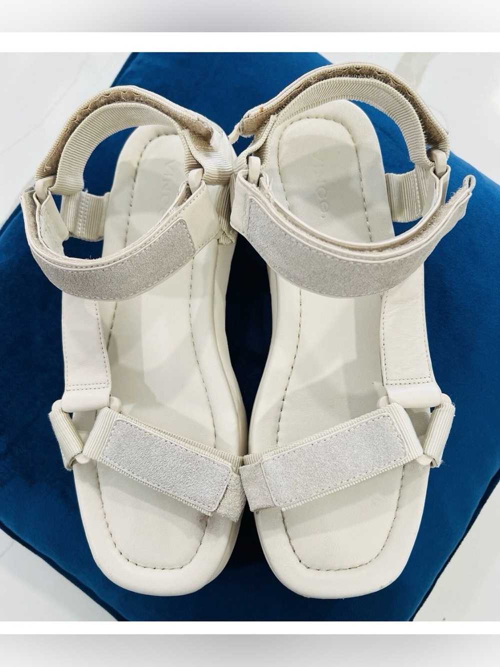 Vince Carver Off White Leather Platform Strappy Sport casual Sandals US 8 EU 38